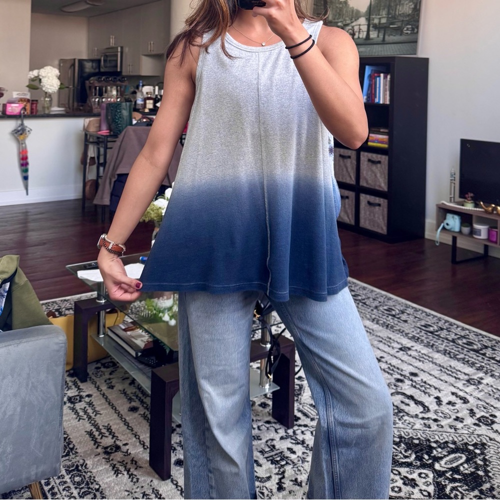 Vici Gray and Blue Ombre Tank Top